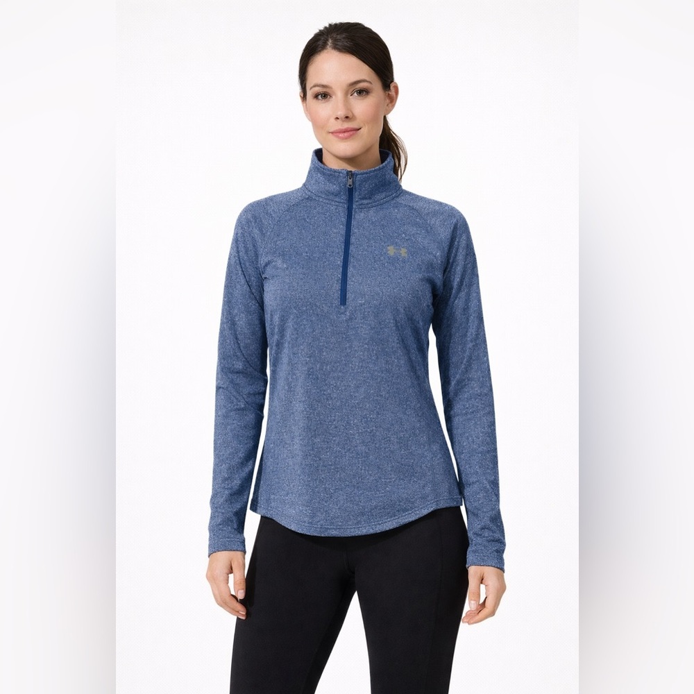 Under Armour Threadborne Heat gear Women's Long Sleeve Blue 1/4 Zipper S